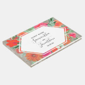 Roze Sunset Bloom Floral Lijst bruiloft gastenboek (Hoek)