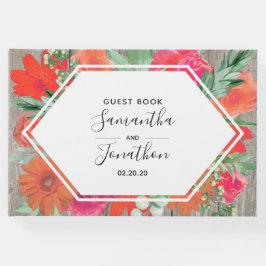 Roze Sunset Bloom Floral Lijst bruiloft gastenboek