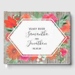Roze Sunset Bloom Floral Lijst bruiloft gastenboek