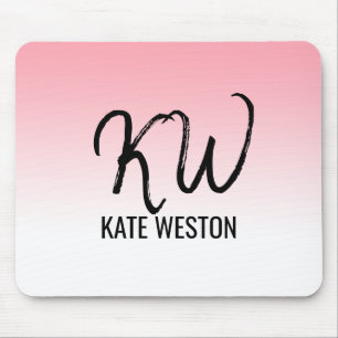 Roze Sunset Gradient Monogram Muismat