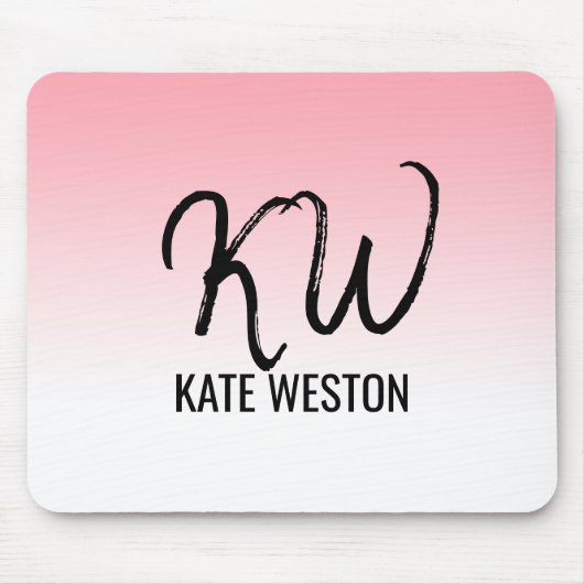 Roze Sunset Gradient Monogram Muismat (Voorkant)
