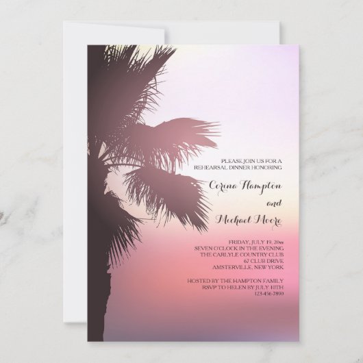 Roze Sunset Invitation Kaart (Voorkant)