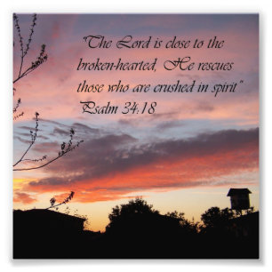Roze Sunset Psalm 24:18 Aanmoedigingsbijbel Afdruk