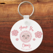 Roze Sunshine Meisje Baby shower Sleutelhanger (Voorkant)