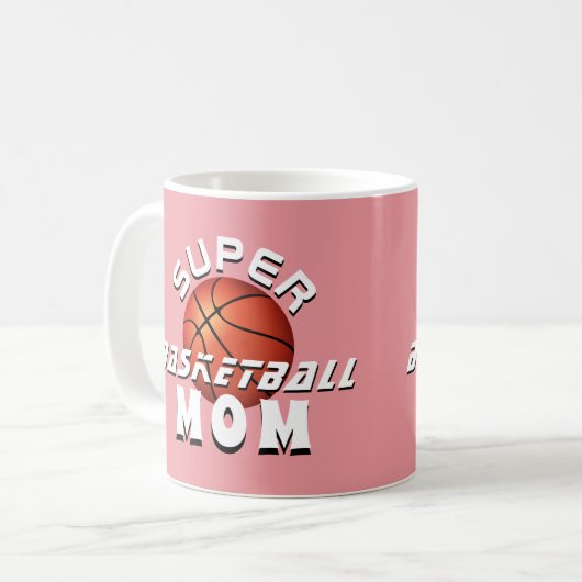 Roze Super Basketball Ball mama Sporty Moeder Koffiemok (Voorkant links)