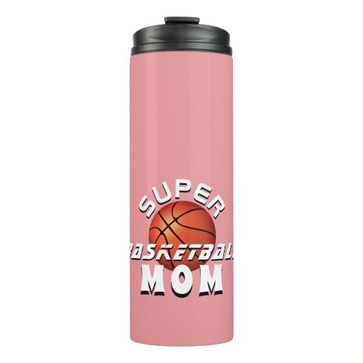 Roze Super Basketball Ball mama Sporty Moeder Thermosbeker (Voorkant)