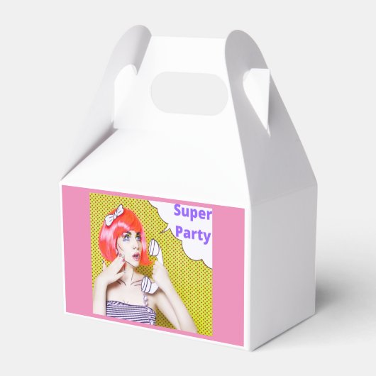 Roze Super Feest Bedankdoosjes (Voorkant Zijde)