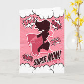 Roze Super Hero voor Happy Moederdag Kaart (Gele Bloem)