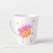 Roze Super Mam Flower Comic Bubble Moederdag Latte Mok (Linkerhoek)
