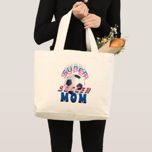 Roze Super Soccer Mam Sport Moederdag Grote Tote Bag