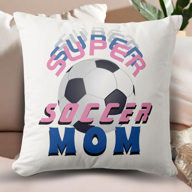 Roze Super Soccer Mam Sport Moederdag Kussen (Creator heeft geüpload)