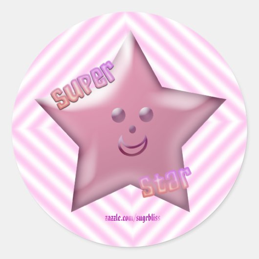 Roze Super Star Sticker (Voorkant)