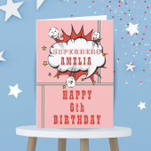 Roze superheld Comic Speech Bubble Girl Birthday Kaart