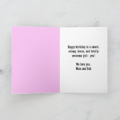 Roze Superheld Comic Speech Bubble Meisje Verjaard Kaart (Binnen)