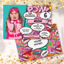 Roze Superheld Comic Verjaardagsfeest Foto