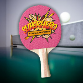 Roze Superheld Persoonlijke Grappige Cool Tafeltennisbatje