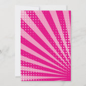 Roze Superhelden Comic Book Styled Birthday Party Kaart (Achterkant)