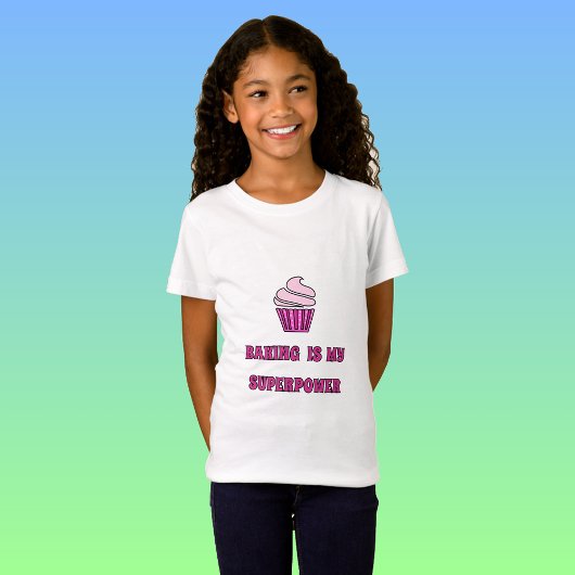 Roze superpower bakken cupcake t-shirt
