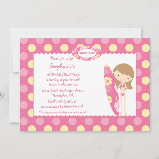 Roze surf op uitnodiging voor zwembroeders (Voorkant)