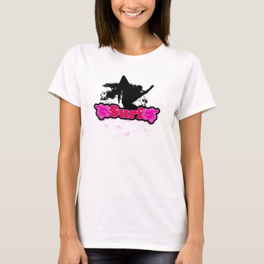 Roze surfen t-shirt (Voorkant)