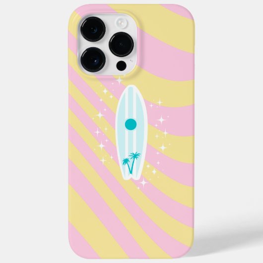 Roze surfplank, strandkunst, tropische vibes, prep Case-Mate iPhone case (Achterkant)