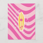 Roze surfplank, strandkunst, tropische vibes, prep feestdagenkaart (Voorkant)