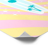Roze surfplank, strandkunst, tropische vibes, prep poster (Hoek)