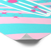 Roze surfplank, strandkunst, tropische vibes, prep poster (Hoek)