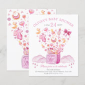 Roze Surprise Box Girl Baby shower Invitation (Voorkant / Achterkant)