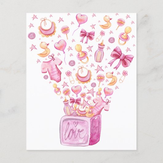 Roze Surprise Box Girl Baby shower Invitation (Achterkant)