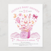 Roze Surprise Box Girl Baby shower Invitation (Voorkant)