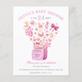 Roze Surprise Box Girl Baby shower Invitation