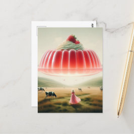 Roze surrealistische zoete traktatie briefkaart