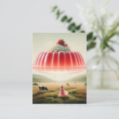 Roze surrealistische zoete traktatie briefkaart (Staand voorkant)