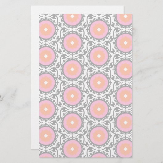 Roze Suzani Pattern Briefpapier (Voorkant / Achterkant)