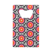 Roze Suzani Pattern Creditkaart Flessenopener (Voorkant)