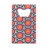 Roze Suzani Pattern Creditkaart Flessenopener (Achterkant)