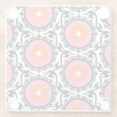 Roze Suzani Pattern Glazen Onderzetter (Achterkant)