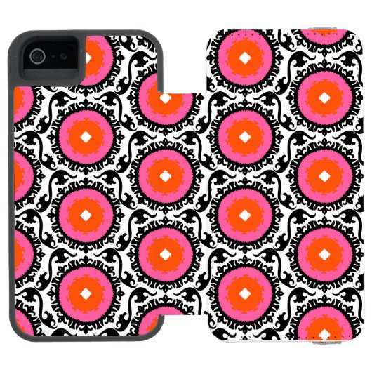 Roze Suzani Pattern Incipio iPhone Portemonnee Hoesje (Agenda Open)