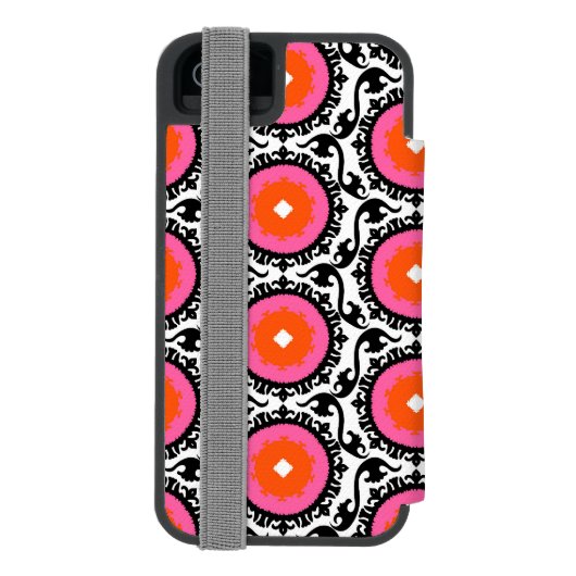 Roze Suzani Pattern Incipio iPhone Portemonnee Hoesje (Agenda Achterkant)