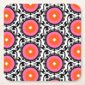 Roze Suzani Pattern Kartonnen Onderzetters (Voorkant)