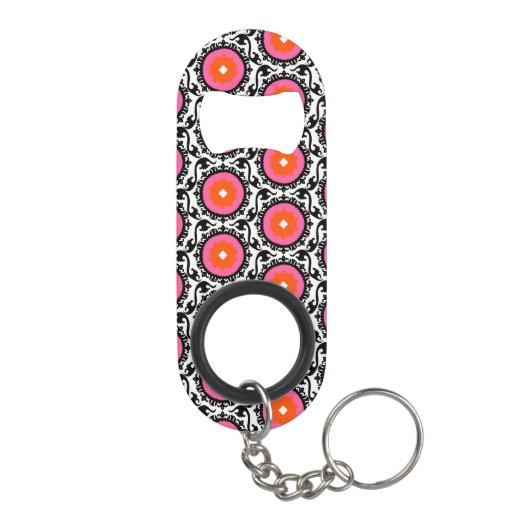 Roze Suzani Pattern Sleutelhanger Flessenopener (Achterkant)