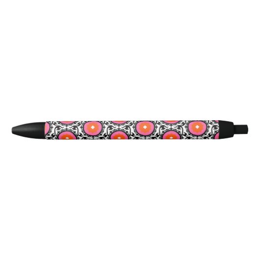 Roze Suzani Pattern Zwarte Inkt Pen (Voorkant)