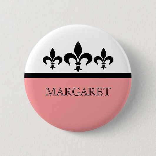 Roze Swanky Fleur De Lis Button (Voorkant)