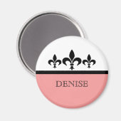 Roze Swanky Fleur De Lis Magnet (Voorkant / Achterkant)