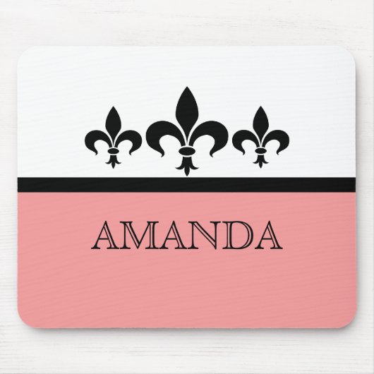 Roze Swanky Fleur De Lis Mousepad Muismat (Voorkant)