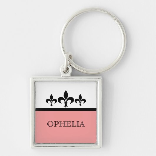 Roze Swanky Fleur De Lis Premium Sleutelhanger (Voorkant)