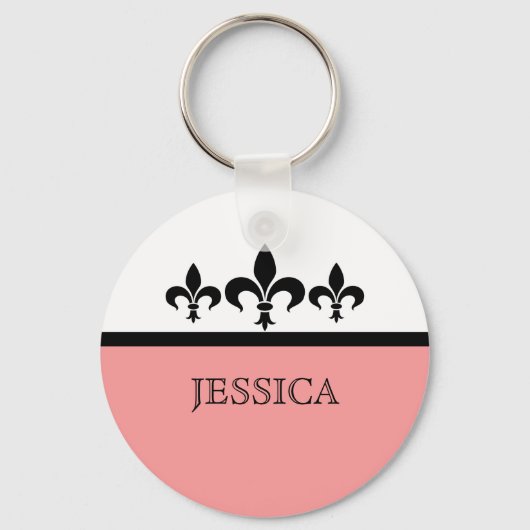 Roze Swanky Fleur De Lis Sleutelhanger (Voorkant)