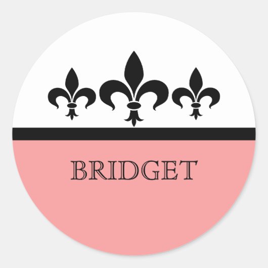 Roze Swanky Fleur De Lis Stickers (Voorkant)