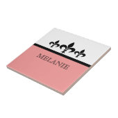 Roze Swanky Fleur De Lis Tegel Tegeltje (Zijkant)